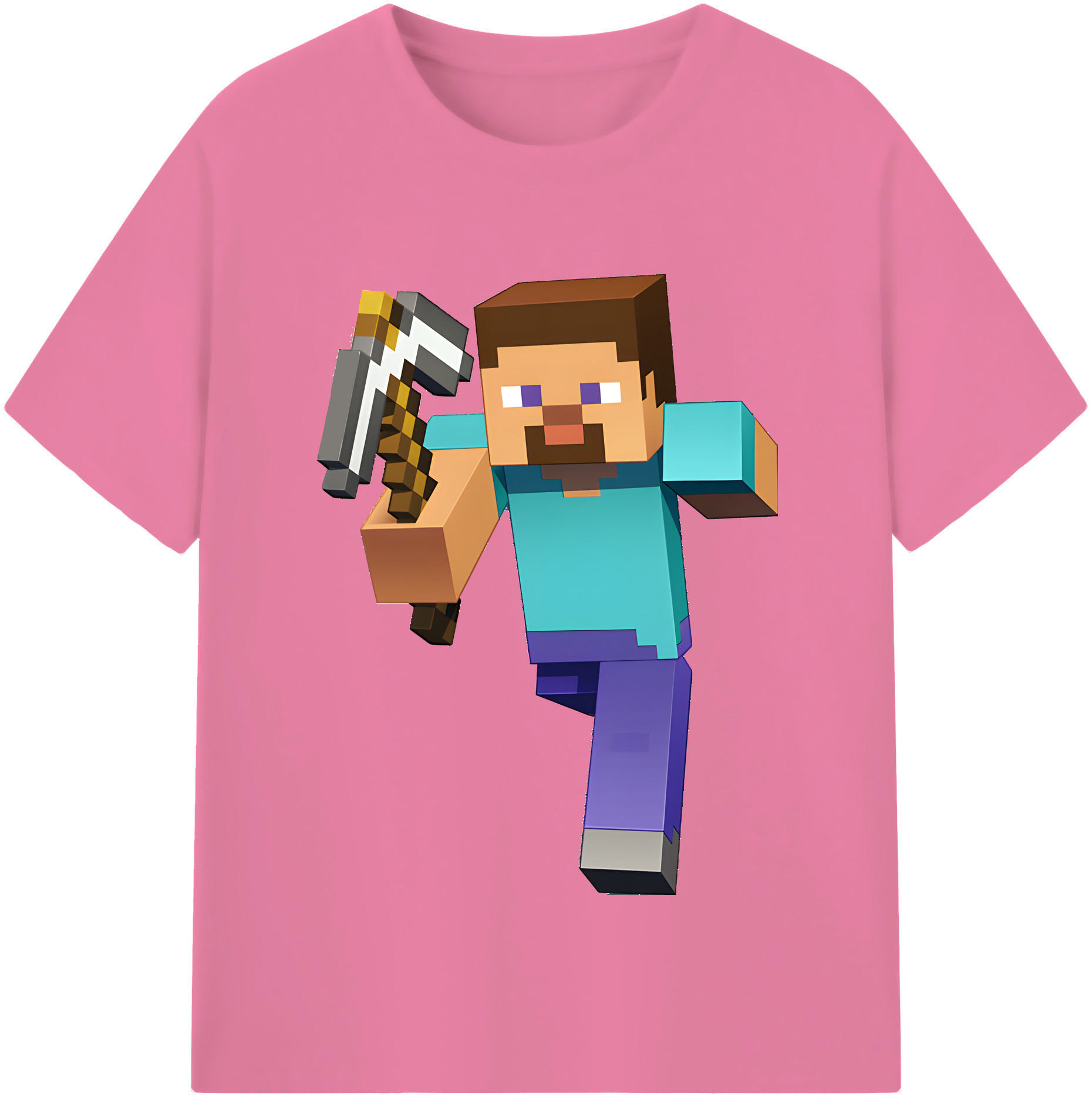 （画像用） マインクラフト ブロックの世界 Minecraft MC Block world 綿100％半袖Tシャツ（フロントプリント）